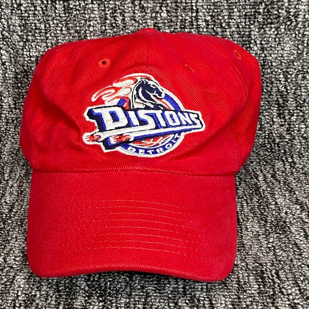 Vintage Detroit Pistons NBA Elevation Hat Red Horse Flaming Logo Strapback Cap